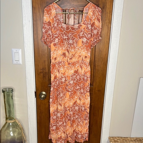 Roxy Dresses & Skirts - ROXY Tropical Beach Vacation Maxi Midi Dress with Open Back in Coral | M